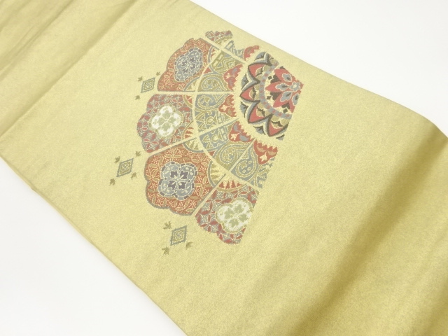 変わり破れ華文に菱模様織出し名古屋帯